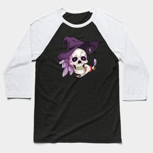 Wiccan Crystal Skull Witch Baseball T-Shirt